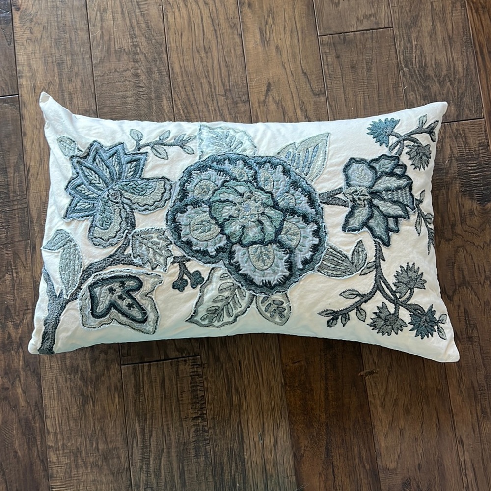Pottery Barn embroidered sham with insert